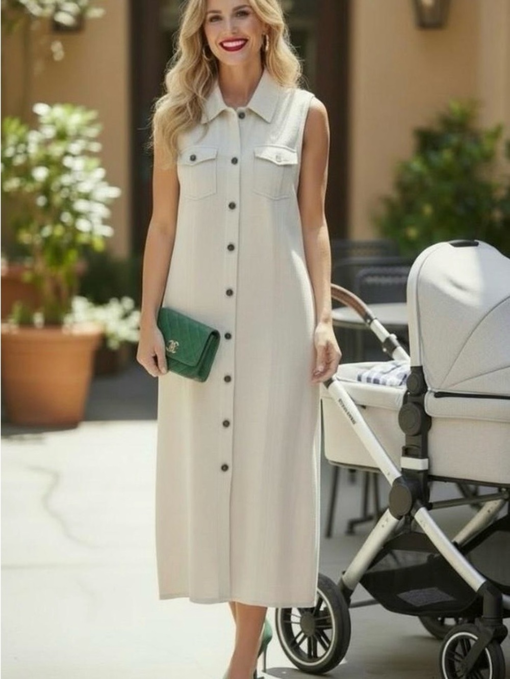 House of Harlow 1960 Crème Denim Midi Dress